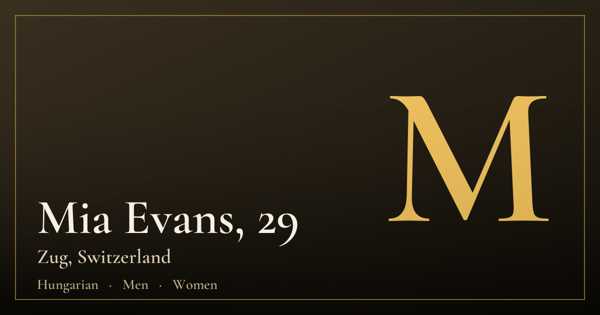 Mia Evans, 29 — Zug